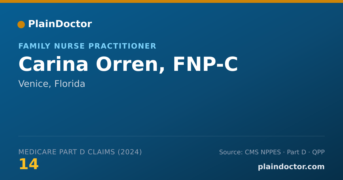Shareable card for Carina Orren, FNP-C - Family Nurse Practitioner, Venice, FL