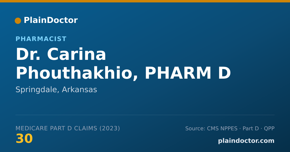 Shareable card for Carina Phouthakhio, PHARM D - Pharmacist, Springdale, AR
