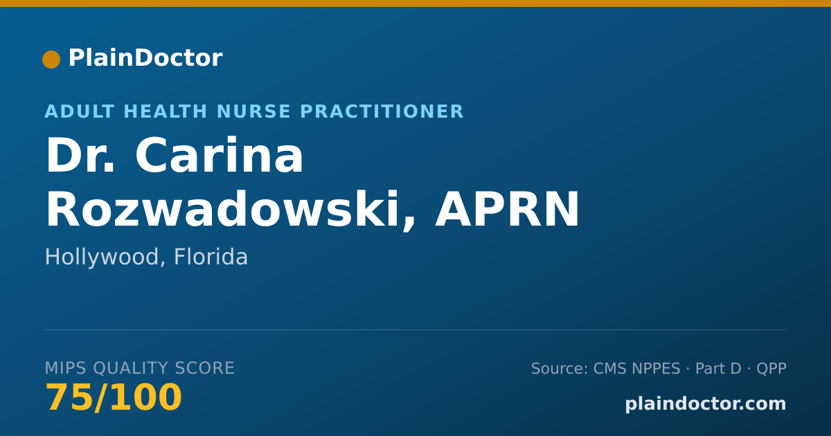 Shareable card for Carina Rozwadowski, APRN - Adult Health Nurse Practitioner, Hollywood, FL