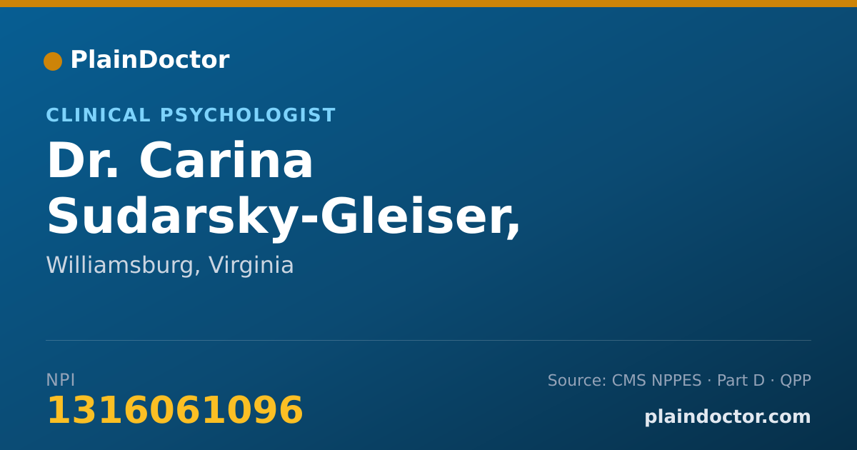 Shareable card for Carina Sudarsky-Gleiser, PH.D. - Clinical Psychologist, Williamsburg, VA