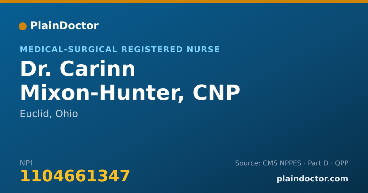 Shareable card for Carinn Mixon-Hunter, CNP - Medical-Surgical Registered Nurse, Euclid, OH