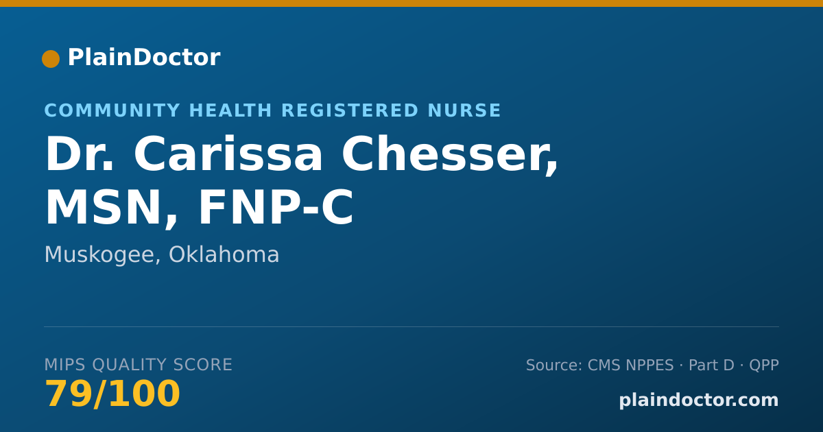 Shareable card for Carissa Chesser, MSN, FNP-C - Community Health Registered Nurse, Muskogee, OK