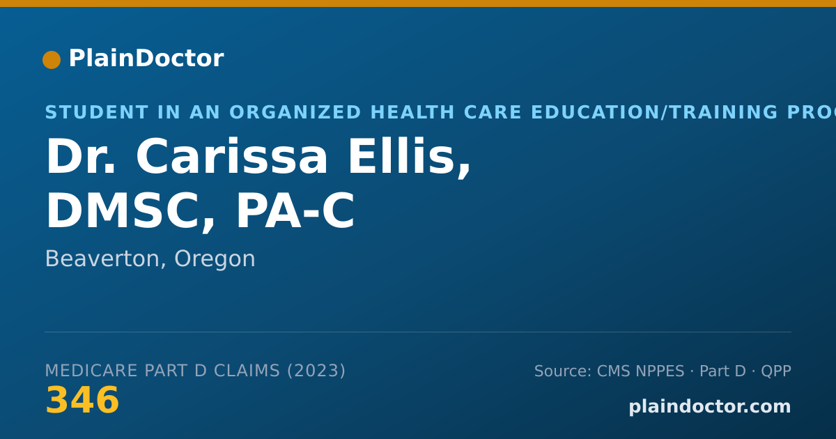 Shareable card for Carissa Ellis, DMSC, PA-C - Student in an Organized Health Care Education/Training Program, Beaverton, OR