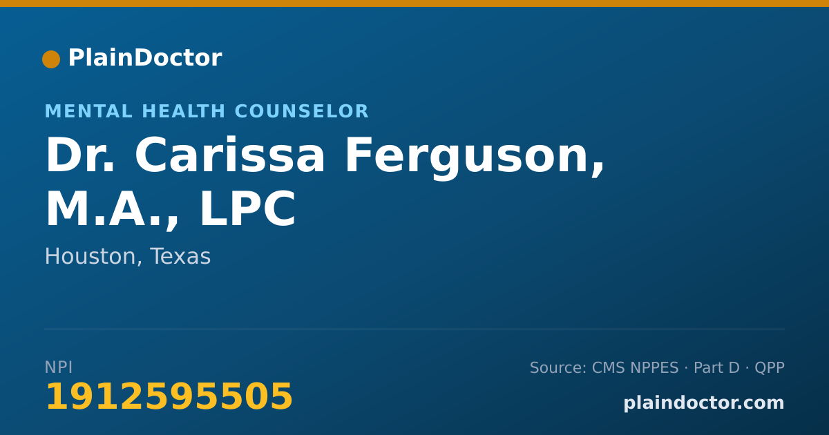 Shareable card for Carissa Ferguson, M.A., LPC - Mental Health Counselor, Houston, TX