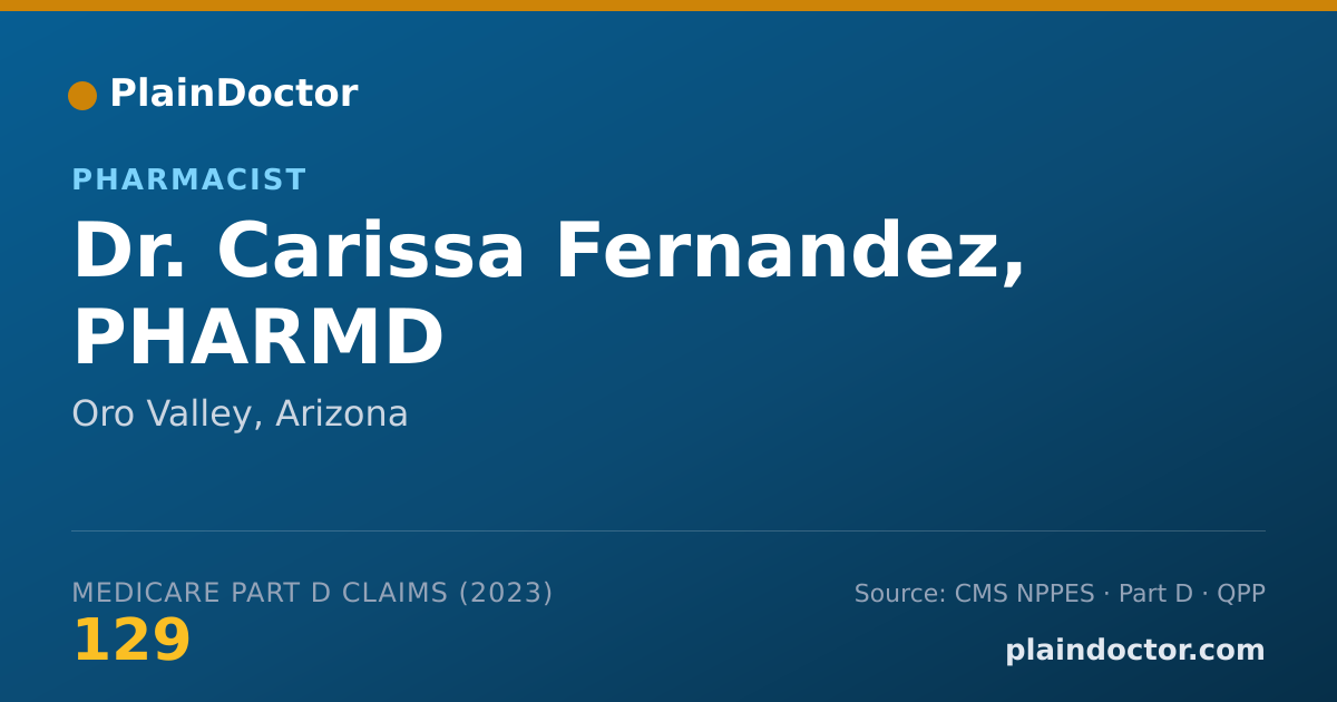 Shareable card for Carissa Fernandez, PHARMD - Pharmacist, Oro Valley, AZ
