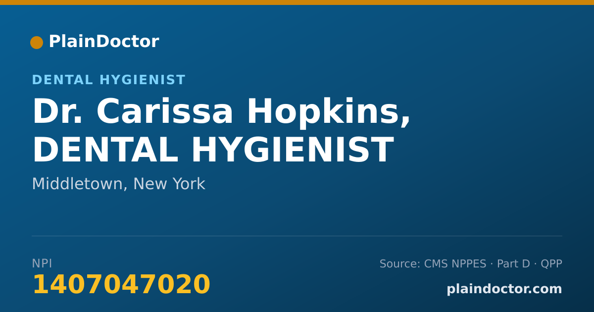 Shareable card for Carissa Hopkins, DENTAL HYGIENIST - Dental Hygienist, Middletown, NY