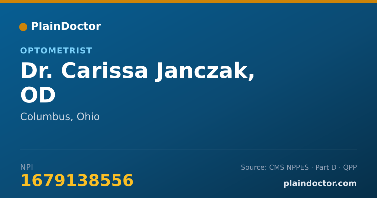 Shareable card for Carissa Janczak, OD - Optometrist, Columbus, OH