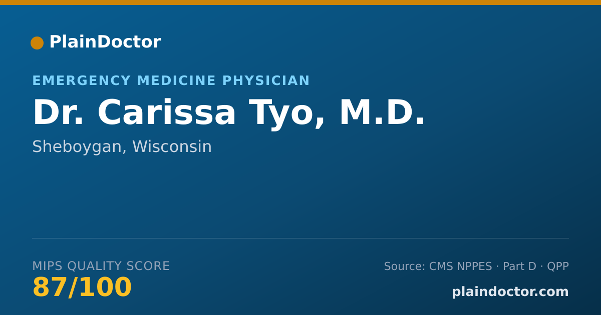 Shareable card for Carissa Tyo, M.D. - Emergency Medicine Physician, Sheboygan, WI