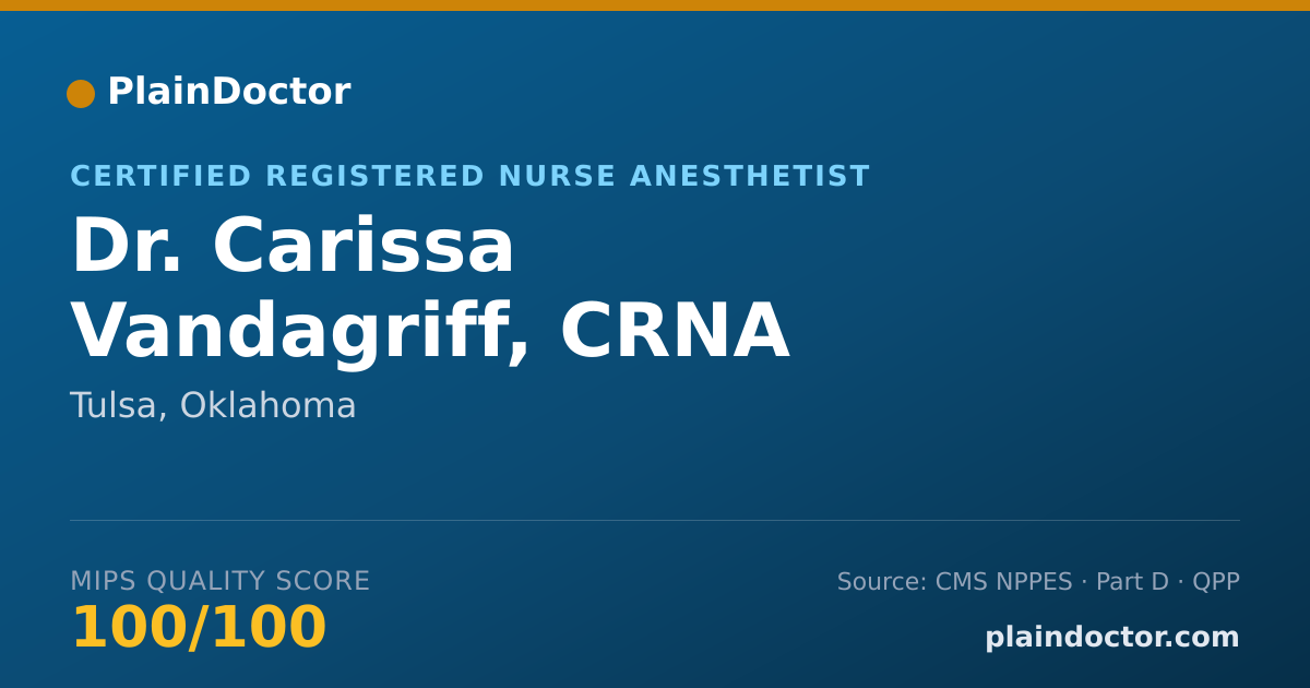 Shareable card for Carissa Vandagriff, CRNA - Certified Registered Nurse Anesthetist, Tulsa, OK