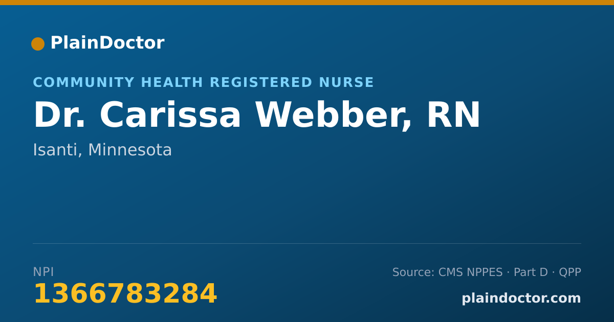 Shareable card for Carissa Webber, RN - Community Health Registered Nurse, Isanti, MN