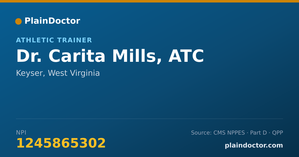 Shareable card for Carita Mills, ATC - Athletic Trainer, Keyser, WV