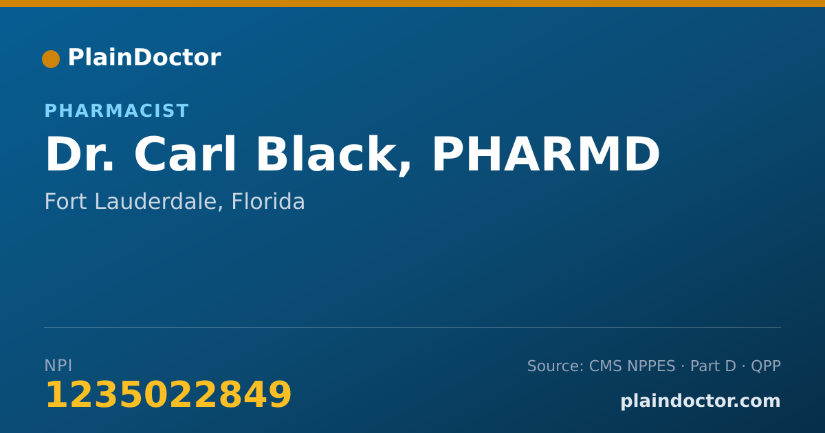 Shareable card for Carl Black, PHARMD - Pharmacist, Fort Lauderdale, FL