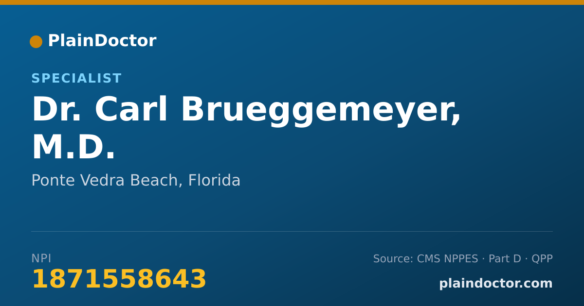 Shareable card for Carl Brueggemeyer, M.D. - Specialist, Ponte Vedra Beach, FL