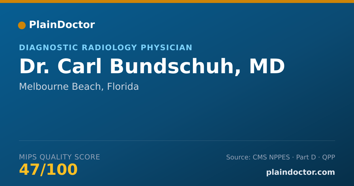 Shareable card for Carl Bundschuh, MD - Diagnostic Radiology Physician, Melbourne Beach, FL