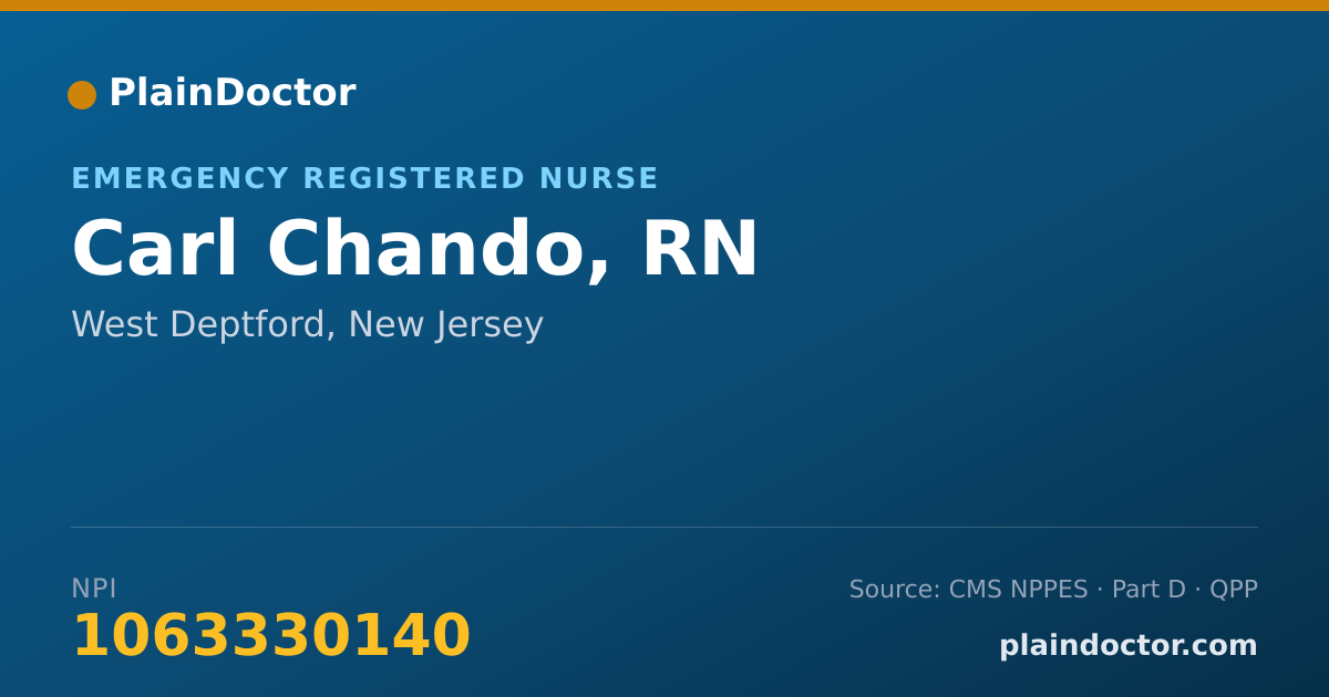 Shareable card for Carl Chando, RN - Emergency Registered Nurse, West Deptford, NJ
