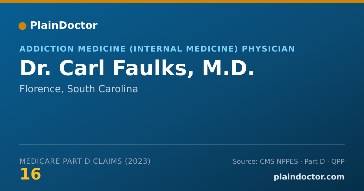 Shareable card for Carl Faulks, M.D. - Addiction Medicine (Internal Medicine) Physician, Florence, SC
