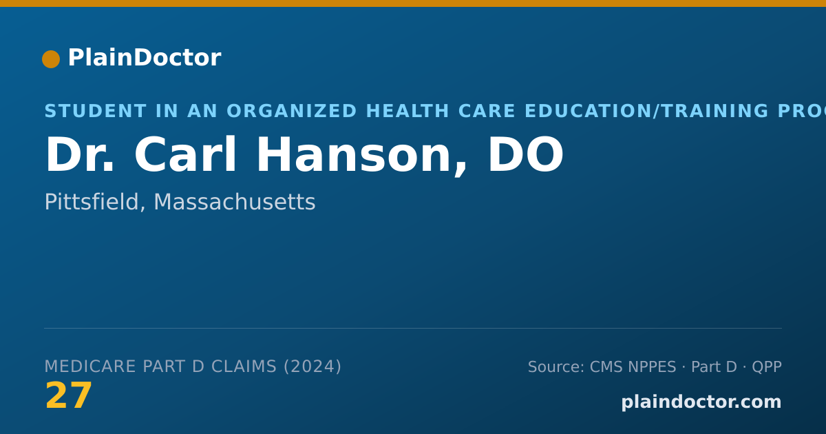 Shareable card for Carl Hanson, DO - Student in an Organized Health Care Education/Training Program, Pittsfield, MA