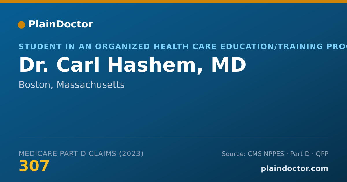 Shareable card for Carl Hashem, MD - Student in an Organized Health Care Education/Training Program, Boston, MA