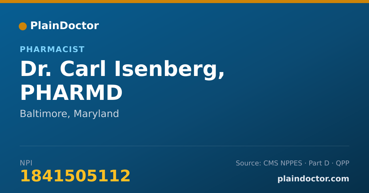 Shareable card for Carl Isenberg, PHARMD - Pharmacist, Baltimore, MD