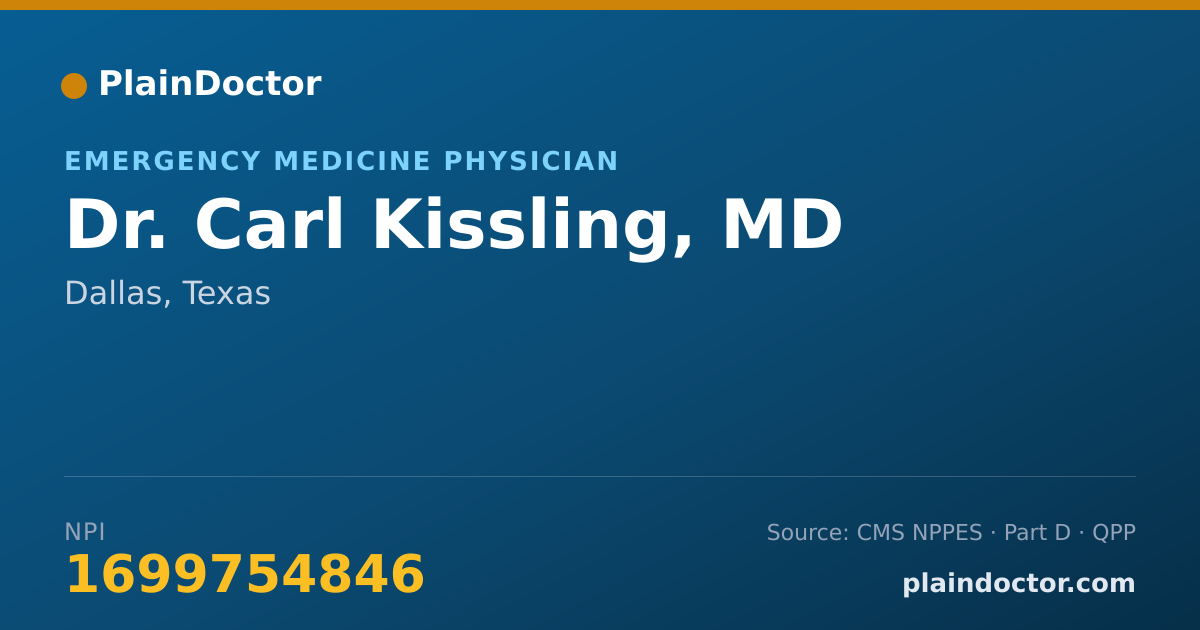 Shareable card for Carl Kissling, MD - Emergency Medicine Physician, Dallas, TX