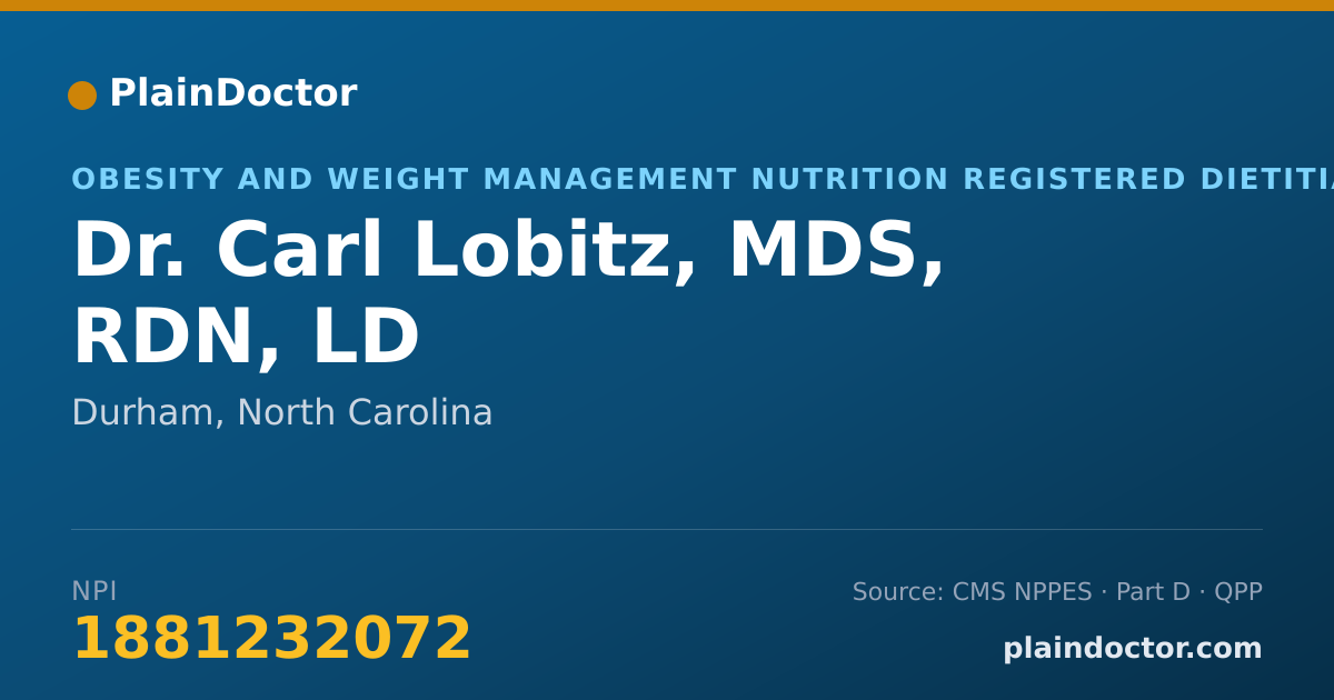Shareable card for Carl Lobitz, MDS, RDN, LD - Obesity and Weight Management Nutrition Registered Dietitian, Durham, NC