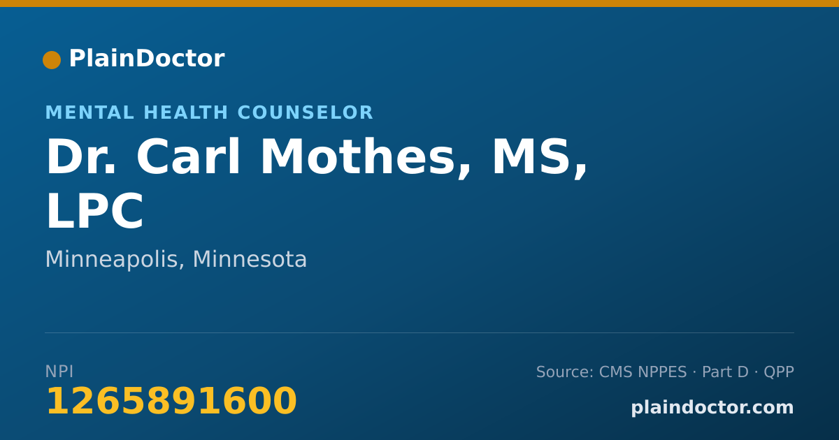Shareable card for Carl Mothes, MS, LPC - Mental Health Counselor, Minneapolis, MN