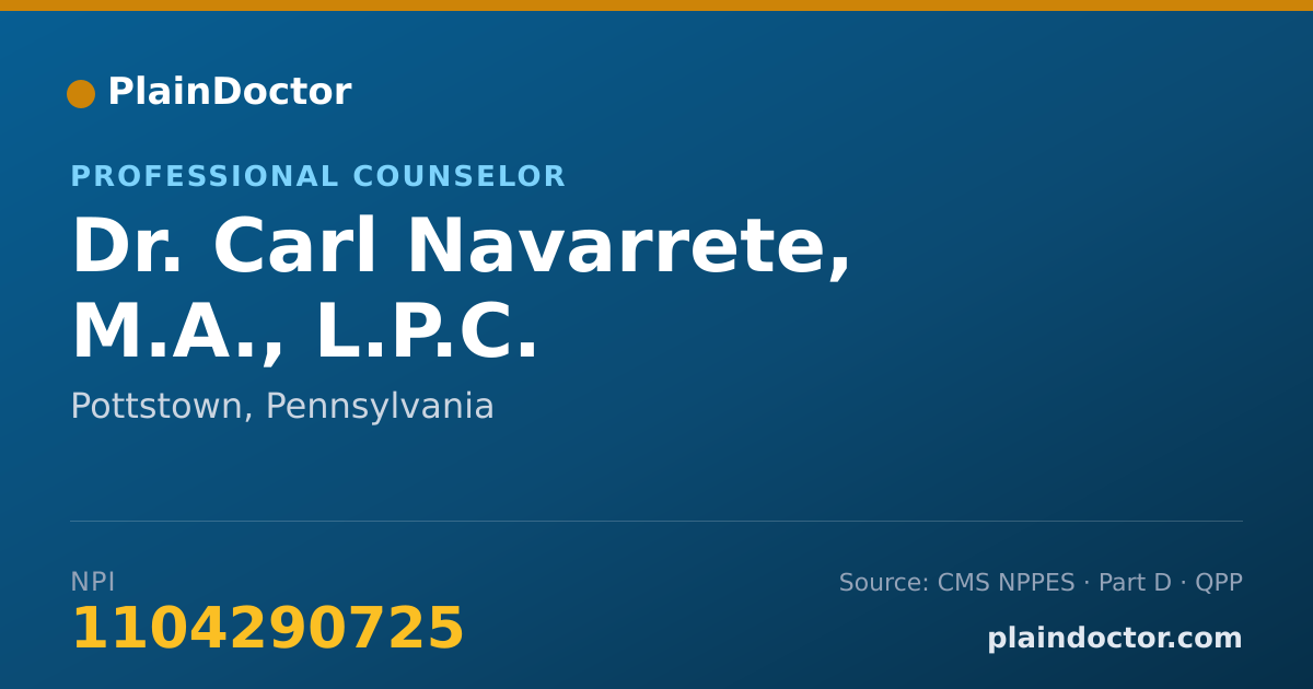 Shareable card for Carl Navarrete, M.A., L.P.C. - Professional Counselor, Pottstown, PA