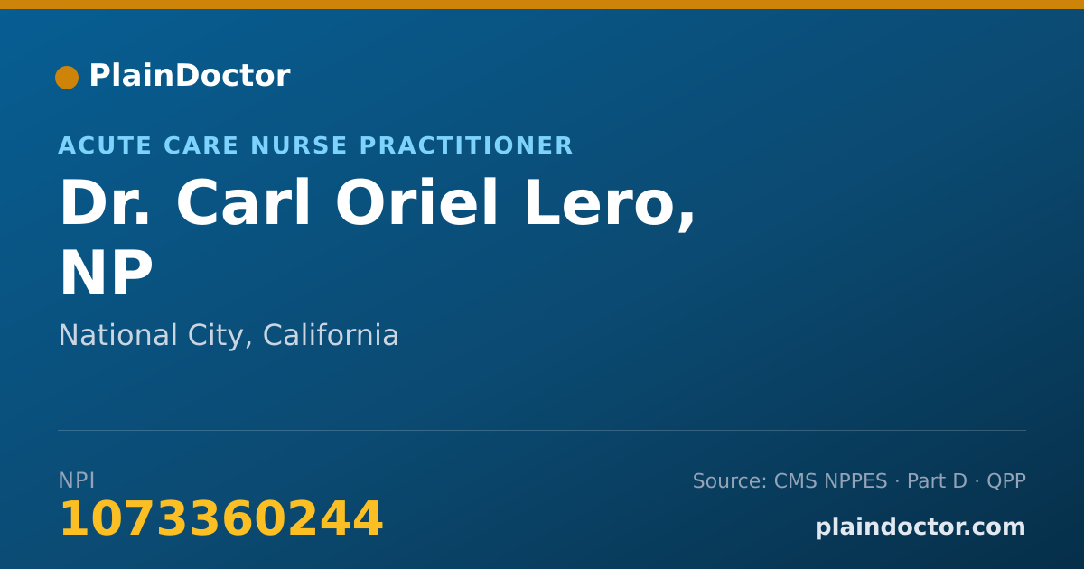 Shareable card for Carl Oriel Lero, NP - Acute Care Nurse Practitioner, National City, CA