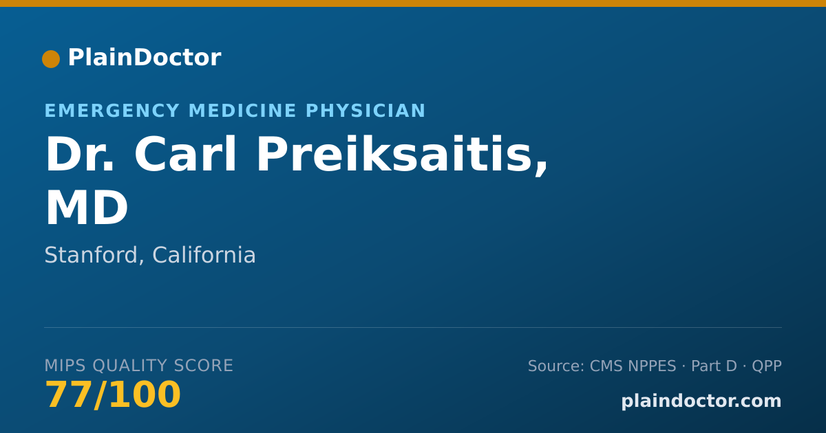 Shareable card for Carl Preiksaitis, MD - Emergency Medicine Physician, Stanford, CA