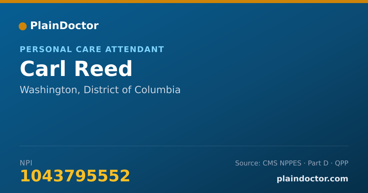 Shareable card for Carl Reed - Personal Care Attendant, Washington, DC