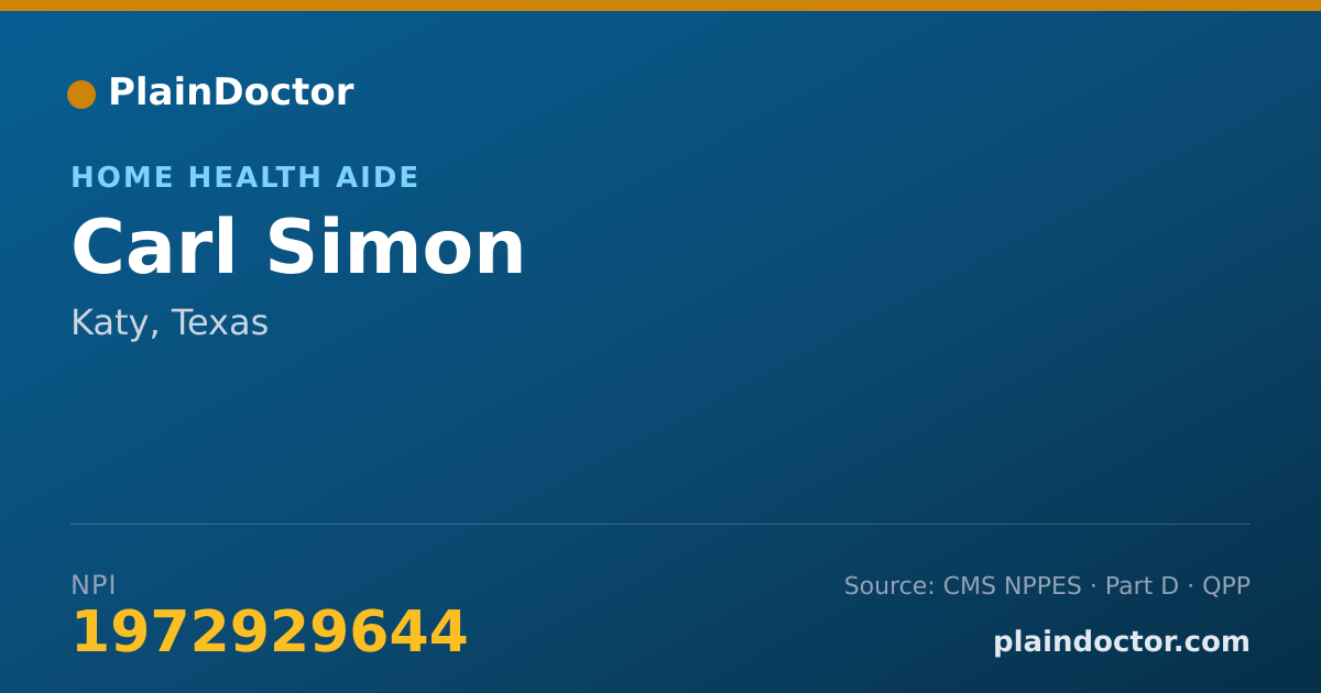 Shareable card for Carl Simon - Home Health Aide, Katy, TX