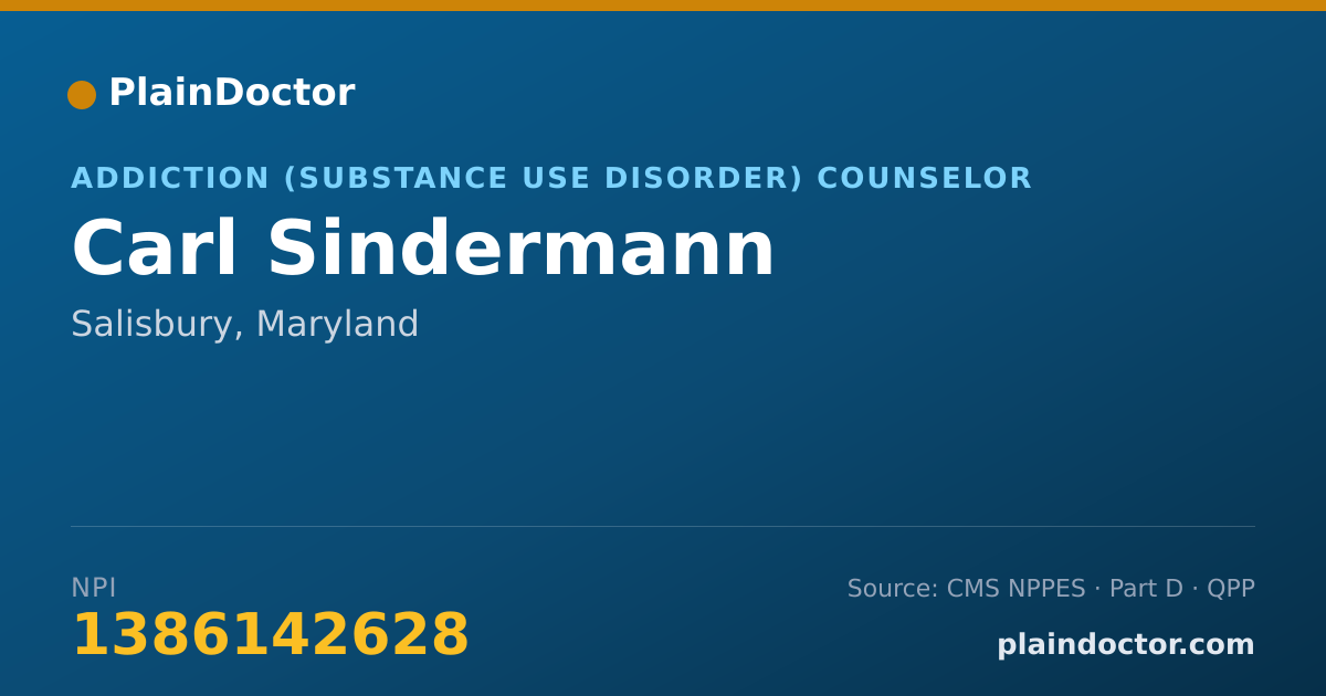Shareable card for Carl Sindermann - Addiction (Substance Use Disorder) Counselor, Salisbury, MD