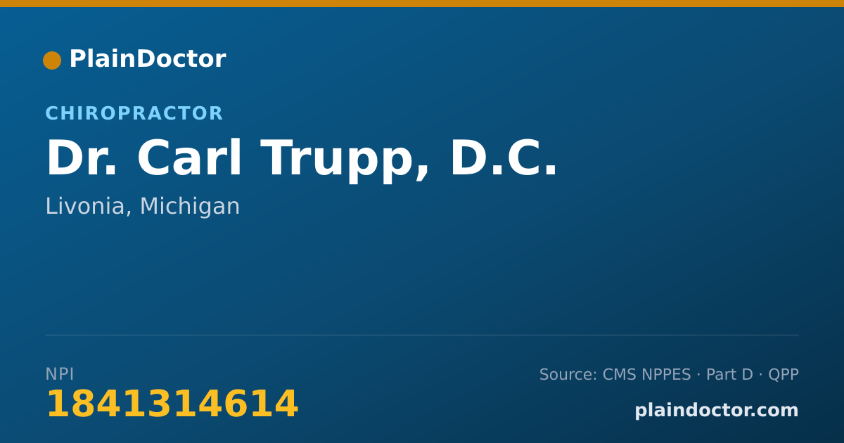 Shareable card for Carl Trupp, D.C. - Chiropractor, Livonia, MI