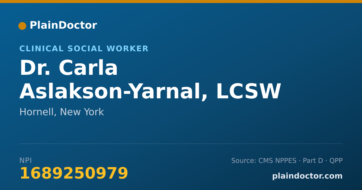 Shareable card for Carla Aslakson-Yarnal, LCSW - Clinical Social Worker, Hornell, NY