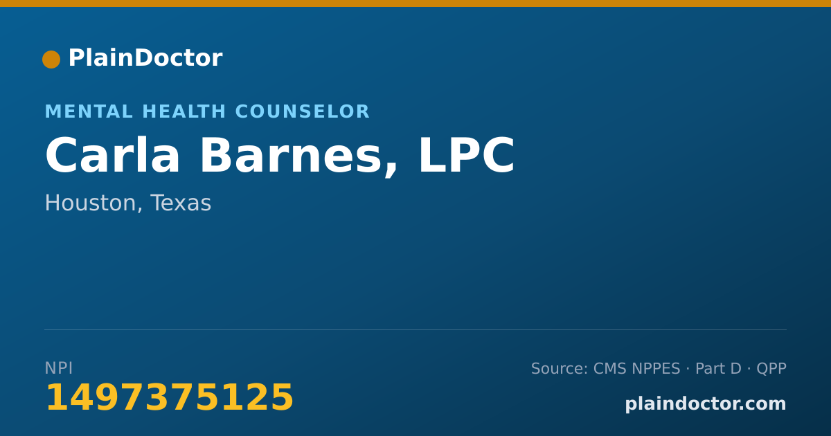 Shareable card for Carla Barnes, LPC - Mental Health Counselor, Houston, TX