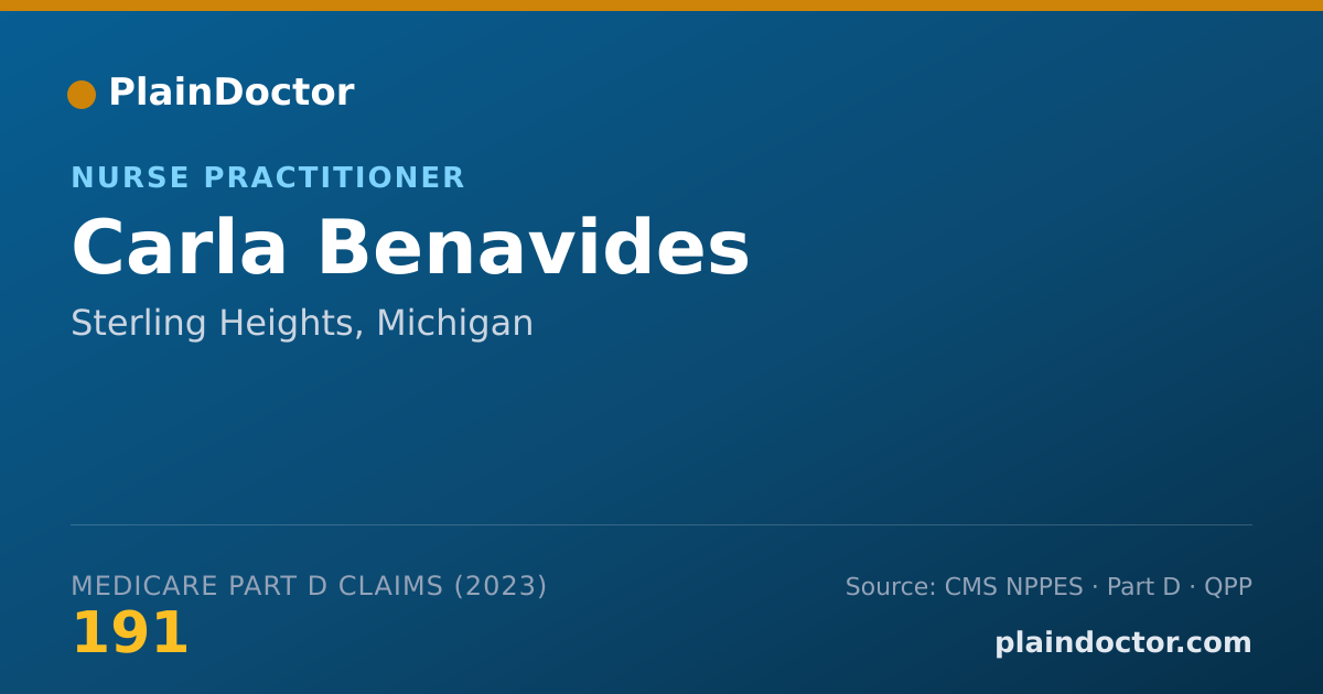 Shareable card for Carla Benavides - Nurse Practitioner, Sterling Heights, MI