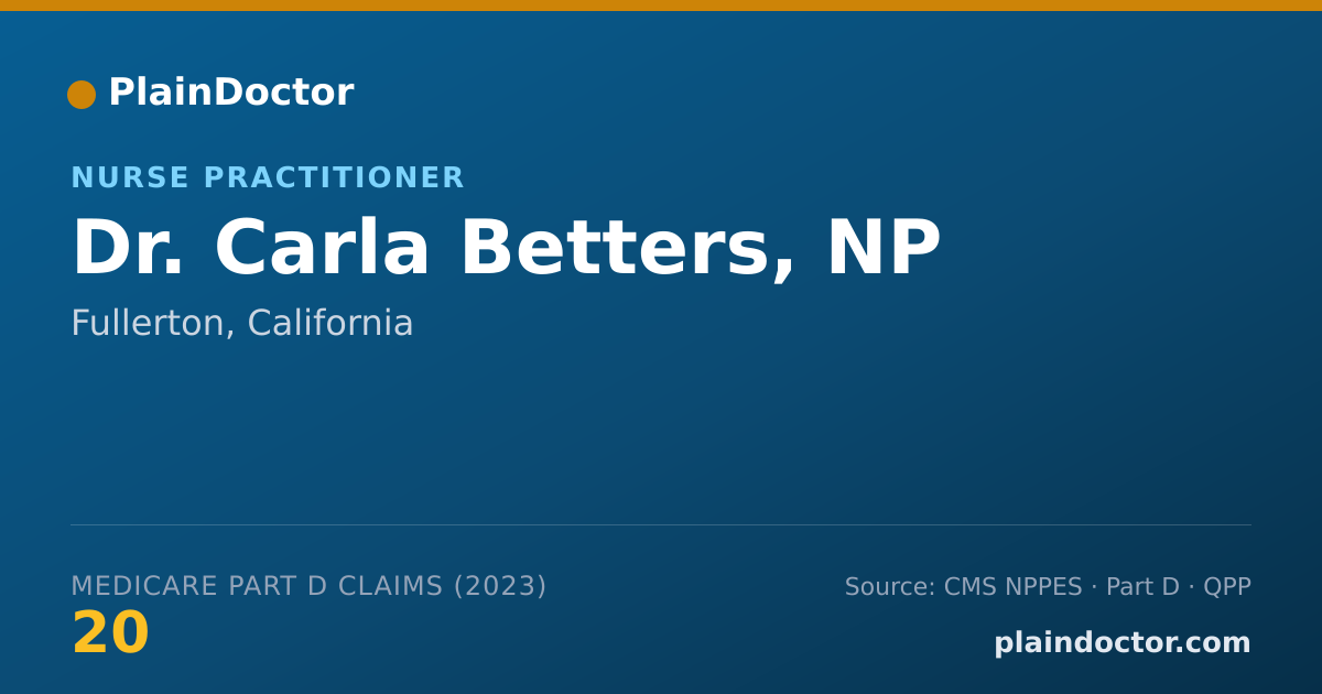 Shareable card for Carla Betters, NP - Nurse Practitioner, Fullerton, CA