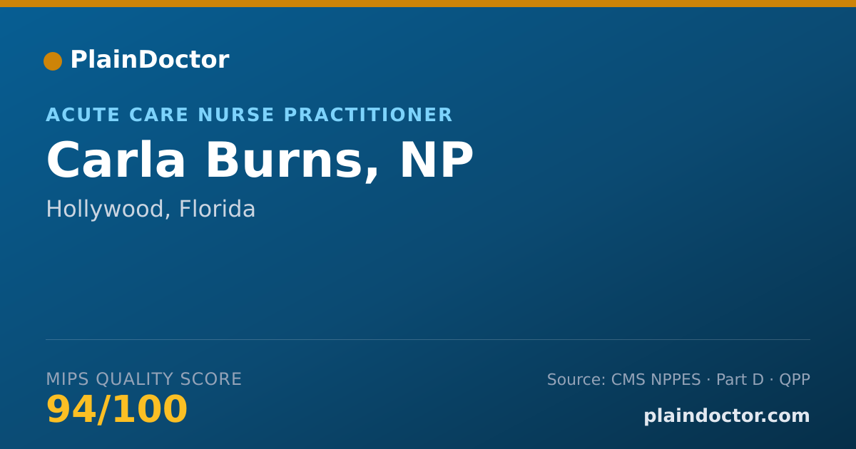 Shareable card for Carla Burns, NP - Acute Care Nurse Practitioner, Hollywood, FL