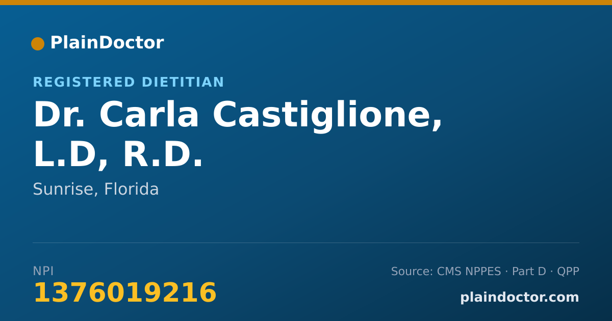 Shareable card for Carla Castiglione, L.D, R.D. - Registered Dietitian, Sunrise, FL