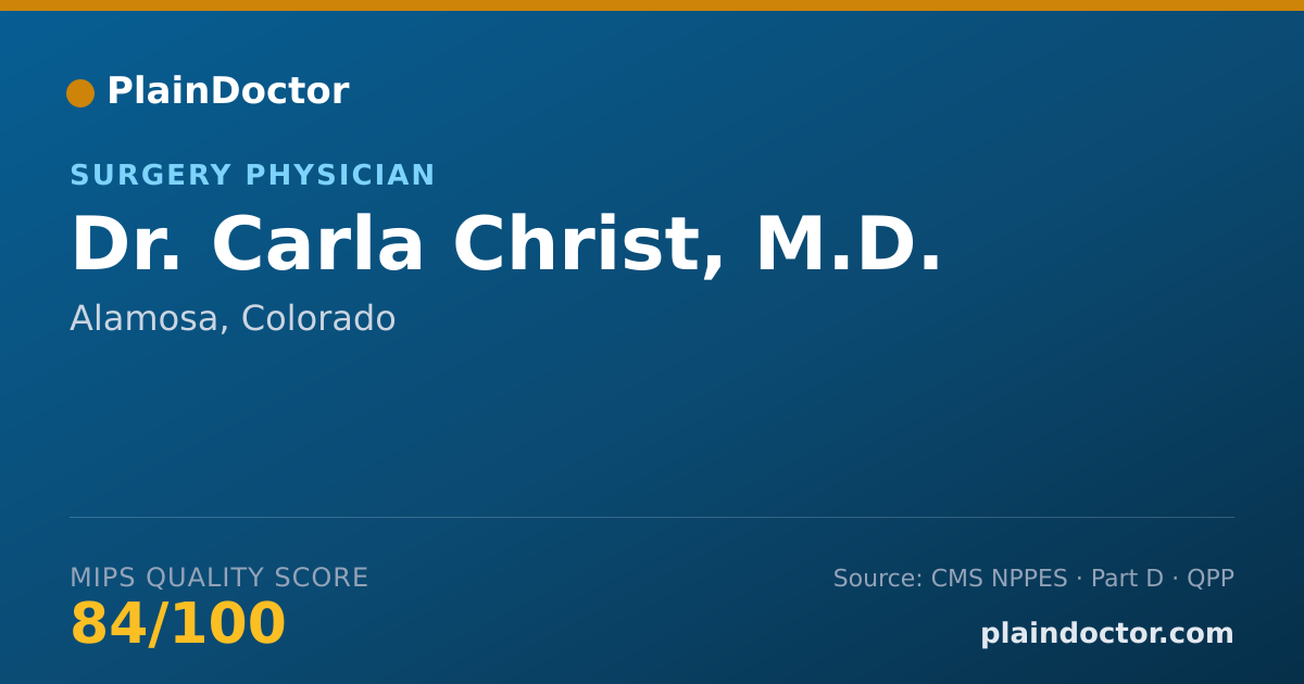 Shareable card for Carla Christ, M.D. - Surgery Physician, Alamosa, CO