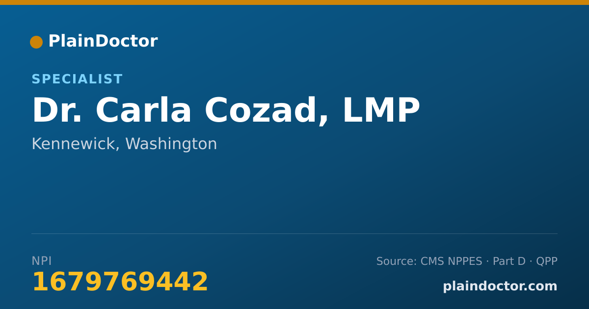 Shareable card for Carla Cozad, LMP - Specialist, Kennewick, WA