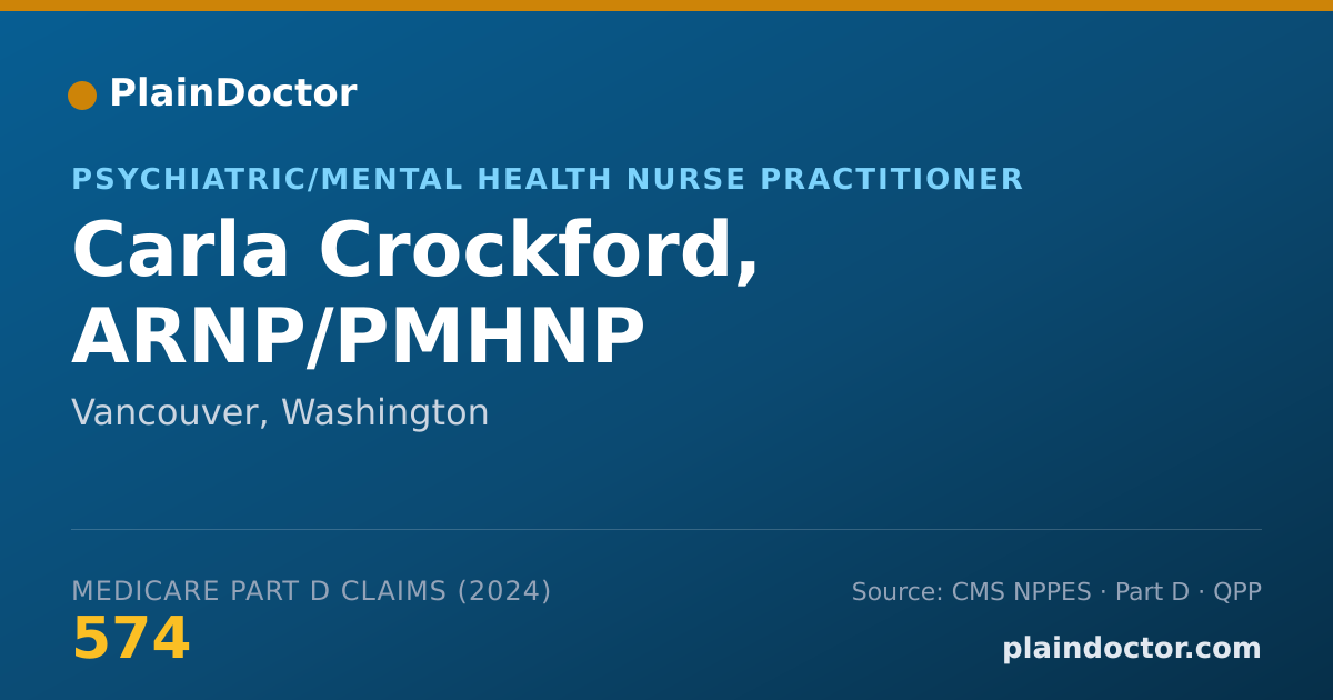 Shareable card for Carla Crockford, ARNP/PMHNP - Psychiatric/Mental Health Nurse Practitioner, Vancouver, WA