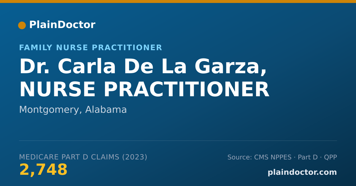Shareable card for Carla De La Garza, NURSE PRACTITIONER - Family Nurse Practitioner, Montgomery, AL