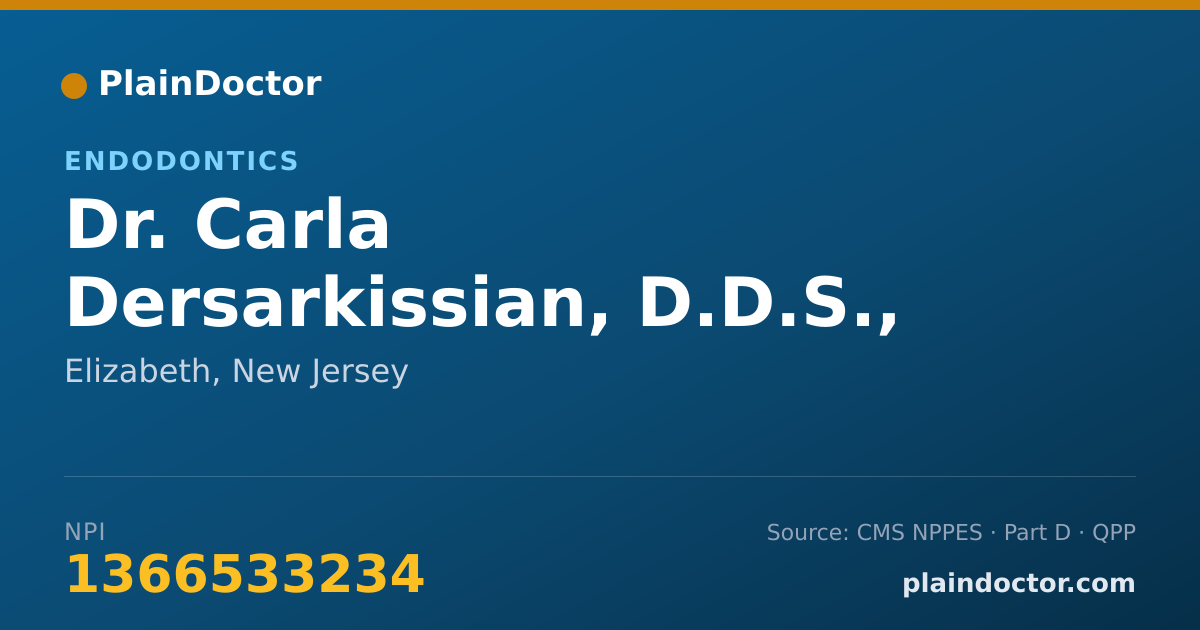 Shareable card for Carla Dersarkissian, D.D.S., M.S. - Endodontics, Elizabeth, NJ