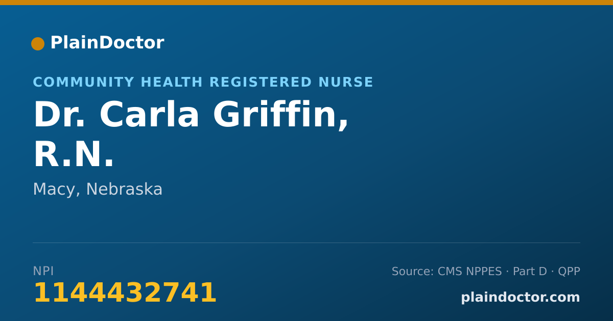 Shareable card for Carla Griffin, R.N. - Community Health Registered Nurse, Macy, NE