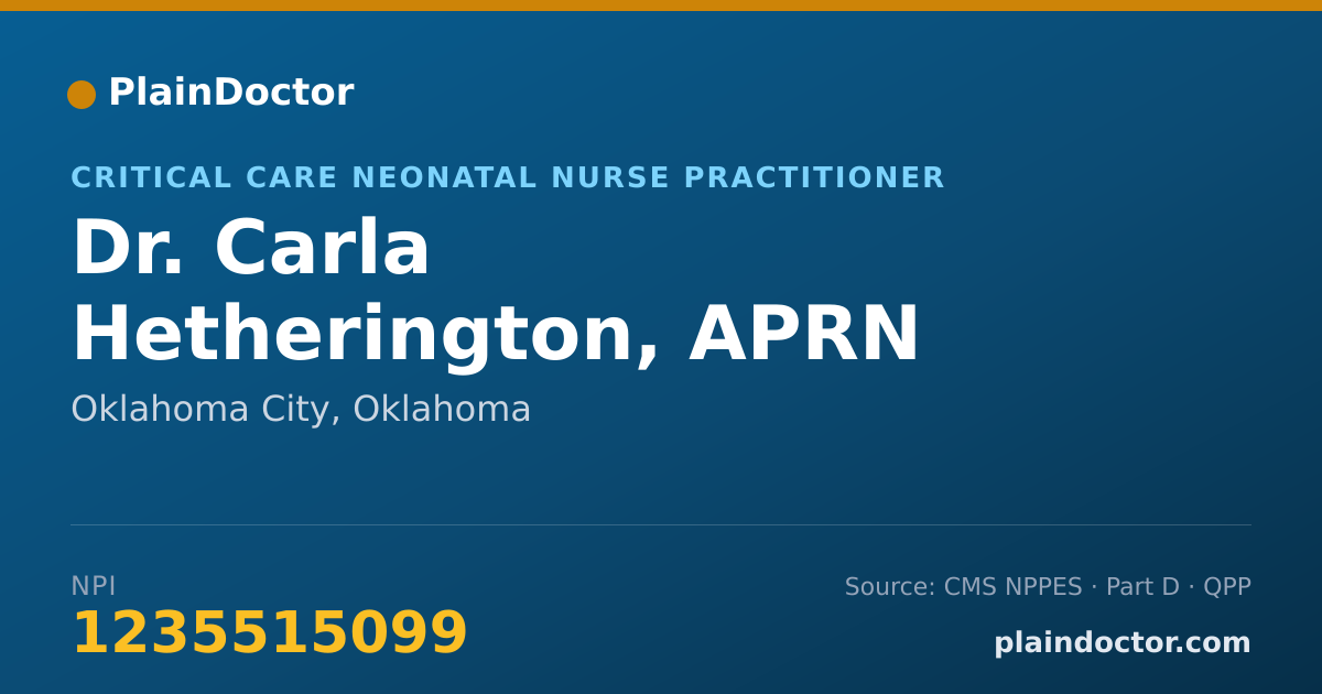 Shareable card for Carla Hetherington, APRN - Critical Care Neonatal Nurse Practitioner, Oklahoma City, OK