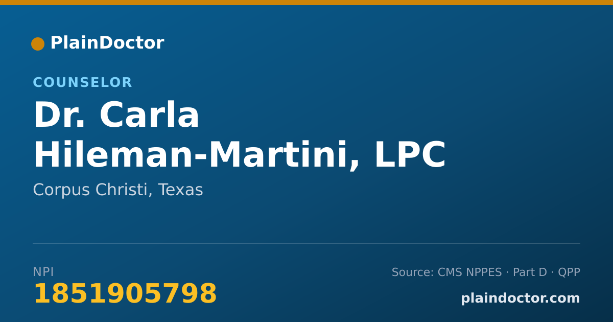 Shareable card for Carla Hileman-Martini, LPC - Counselor, Corpus Christi, TX