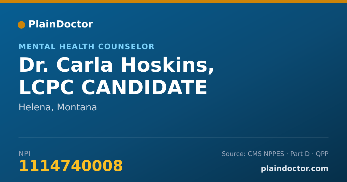 Shareable card for Carla Hoskins, LCPC CANDIDATE - Mental Health Counselor, Helena, MT