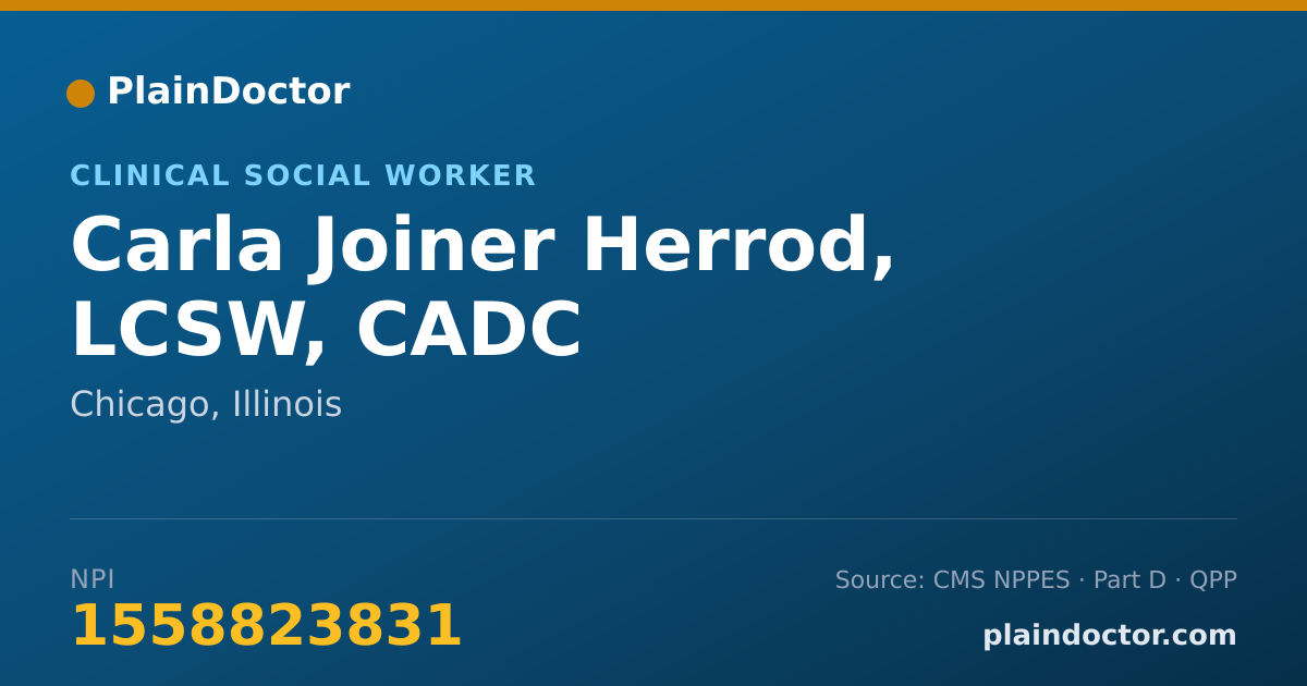 Shareable card for Carla Joiner Herrod, LCSW, CADC - Clinical Social Worker, Chicago, IL