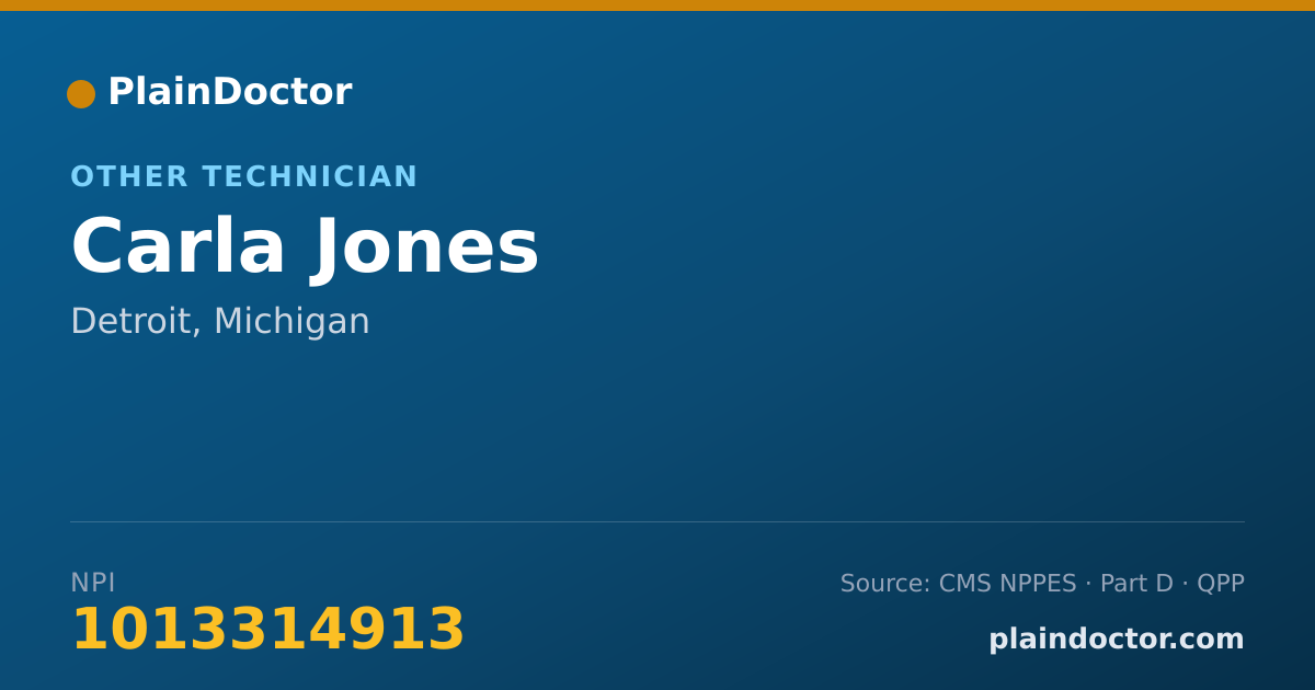 Shareable card for Carla Jones - Other Technician, Detroit, MI